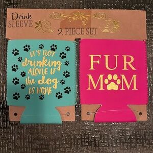 Women Owned 2 Piece Drink Sleeve Set Dog Fur Mom New